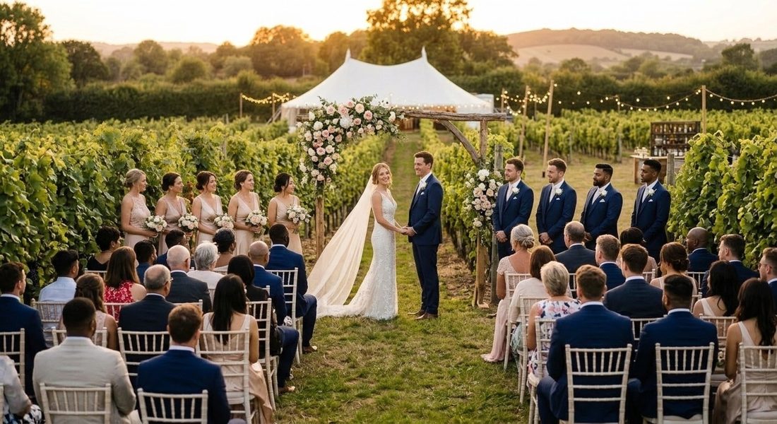 A vineyard wedding sample book cover
